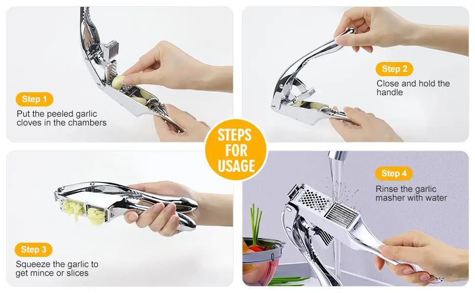 Stainless Steel 2 in 1 Garlic Press