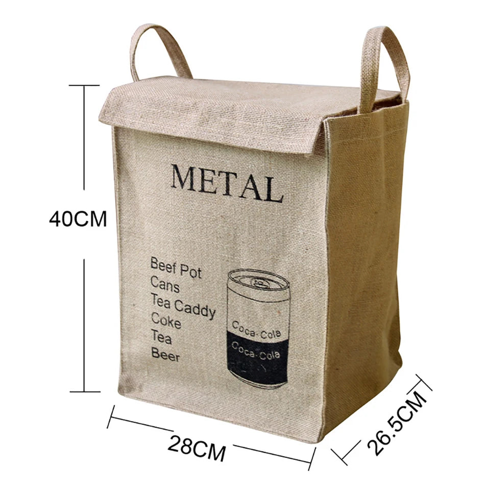 Folding Jute Organizer Storage Basket With Lids