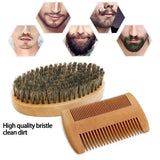 2pcs/set Boar Bristle Natural Beard Brush