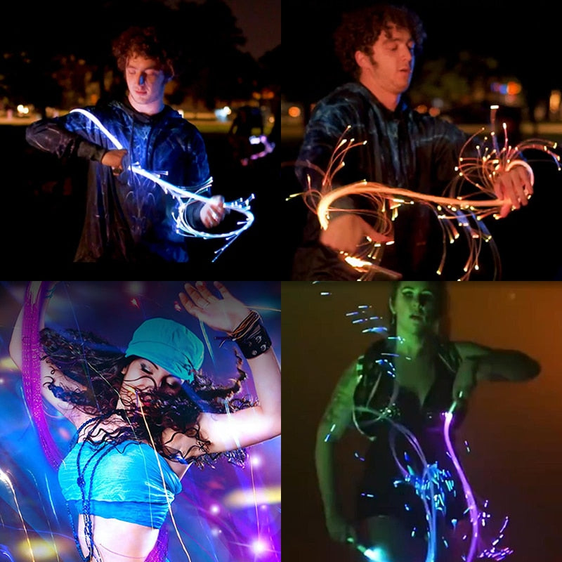 Led Multicolor Glowing Fiber Optic Disco Dance Light Whips with Multicolor Glowing light and 360° Swivel.