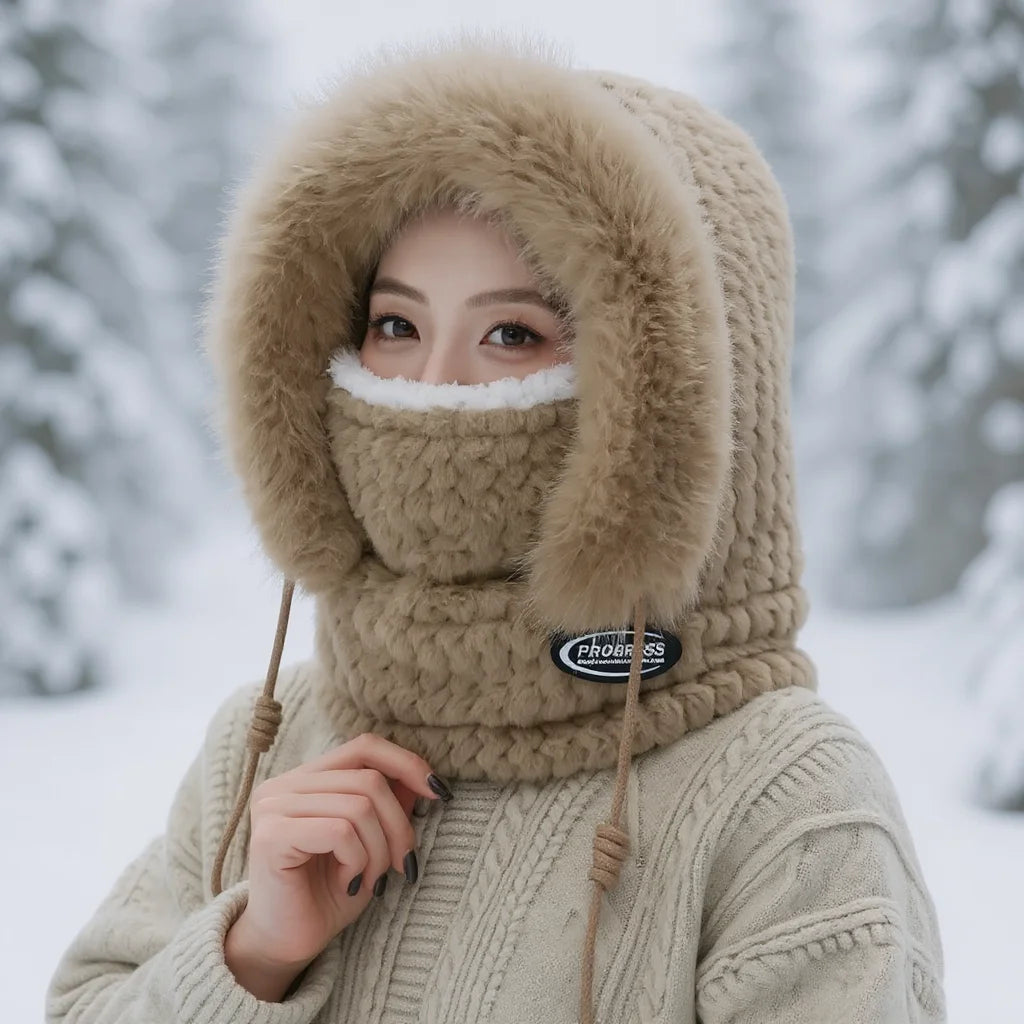 Winter Plush Warm Thick Hood with Scarf