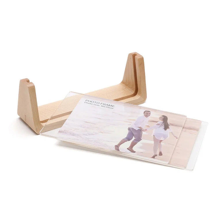 Desktop Acrylic Photo Frame With Wooden Stand