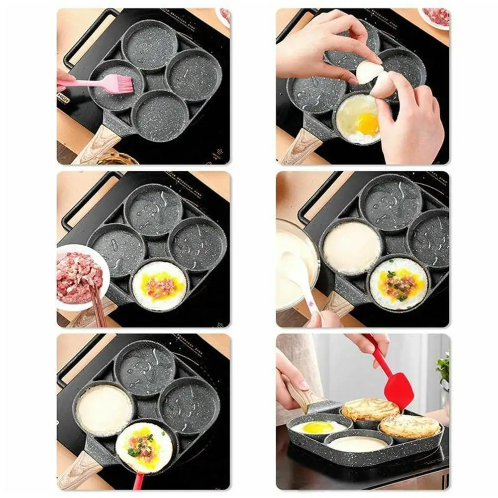 1pc Four-hole Aluminum Non-Stick Omelette/Egg Pan