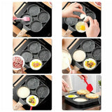 1pc Four-hole Aluminum Non-Stick Omelette/Egg Pan