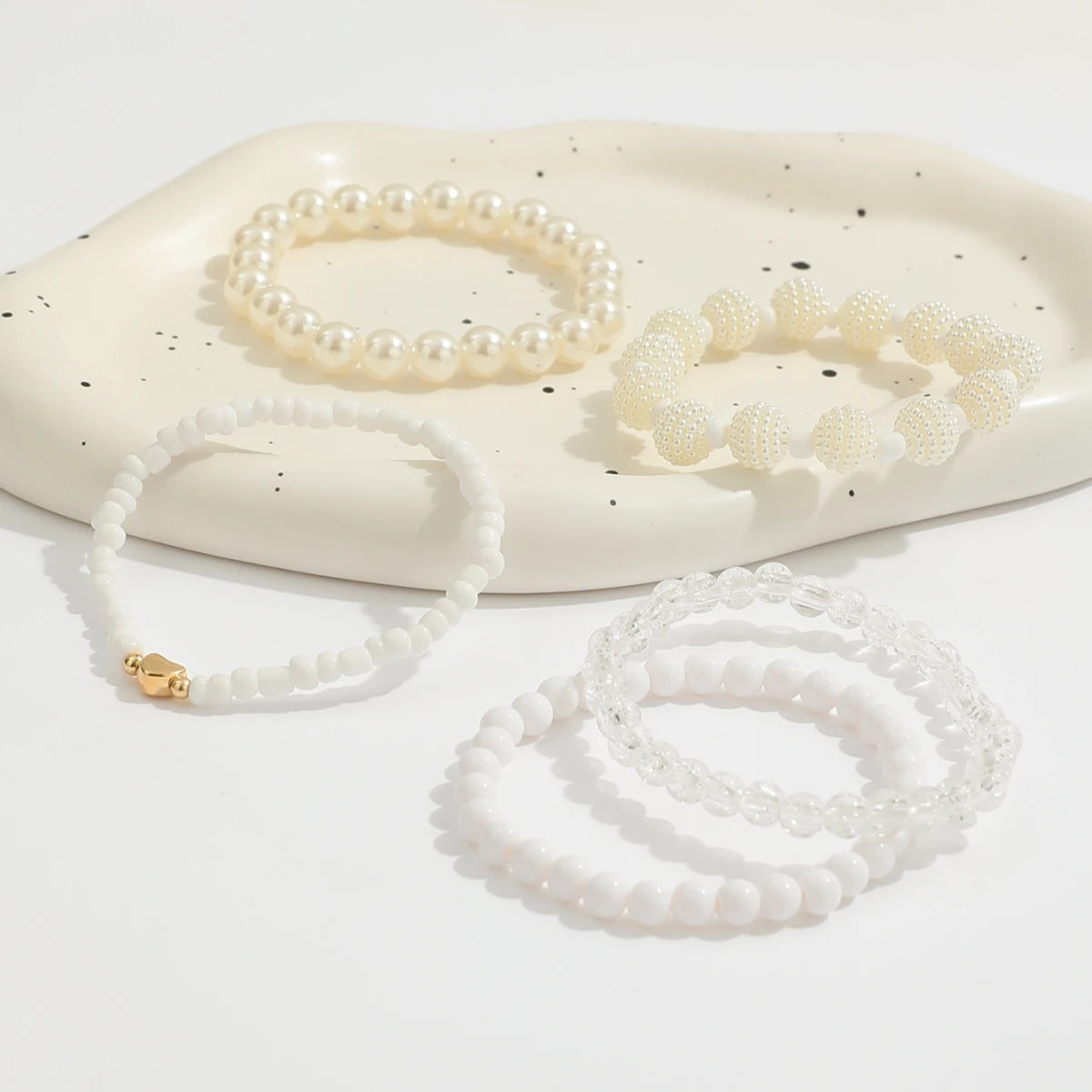 Elegant Handmade White Faux Pearl Bead Bracelet