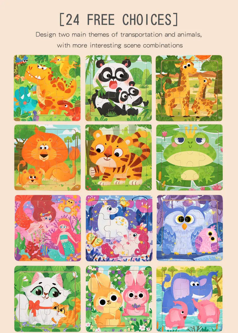 11x11cm Wooden 3d Cartoon Puzzle
