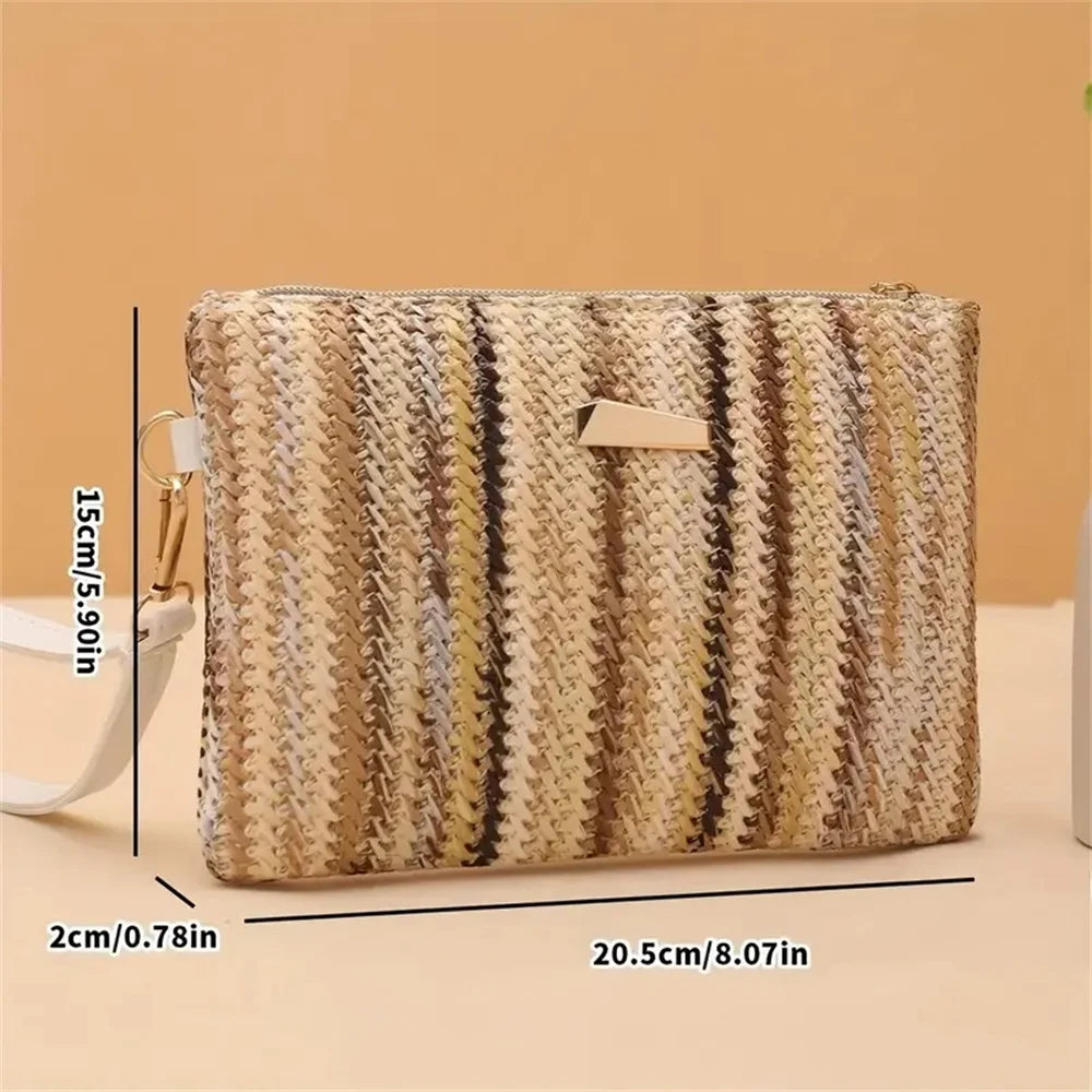 Women's Straw Clutch Wrist Handbag