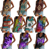 Women's Sleeveless Multi-pattern T-shirt.