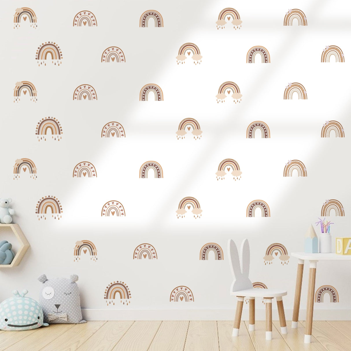 36 Pcs Rainbow Vinyl Decorative Wall Stickers.