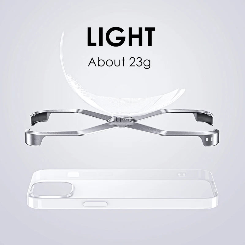 Aluminum Heat Resistant/Shockproof X Type Rimless Phone Cases For iPhone 13 14 15 Pro Max