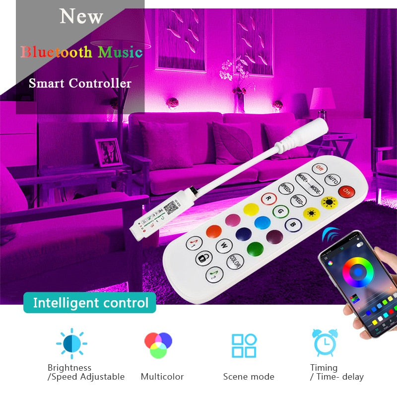 LED  Bluetooth Strip Lights 30M RGB 5050 SMD 5M RGB.  Flexible Ribbon 2835 RGB Tape Diode DC 12V APP Control+Adapter