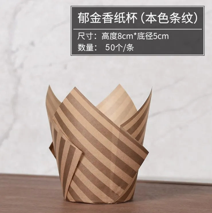 100pcs Oilproof Tulip Muffin Cupcake Liners
