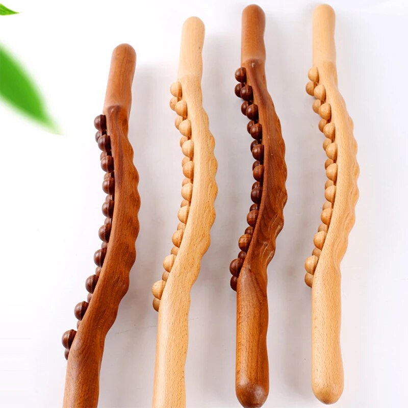 8/20 Beads Gua Sha Massage Stick With Carbonized Or Wood.