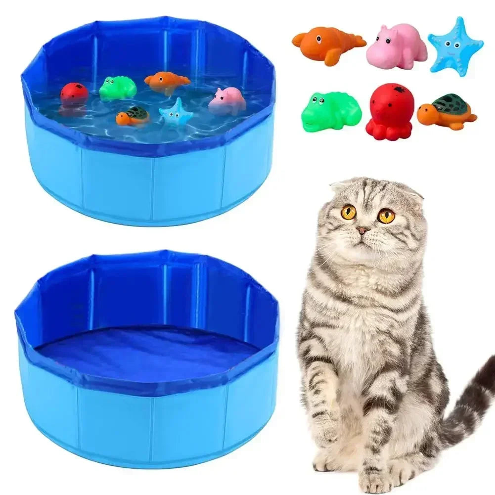 Foldable Pet Pool With Toys