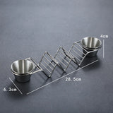 Stainless Steel Taco Holder Set With 2 Sauce Cup Holder