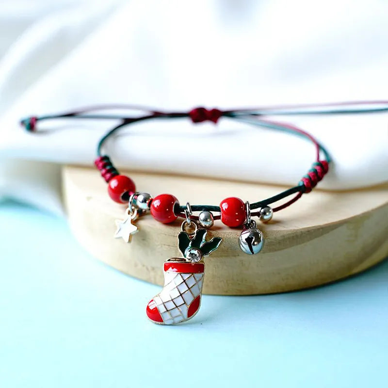 Christmas Pendant Charm Bracelet With Adjustable Rope.