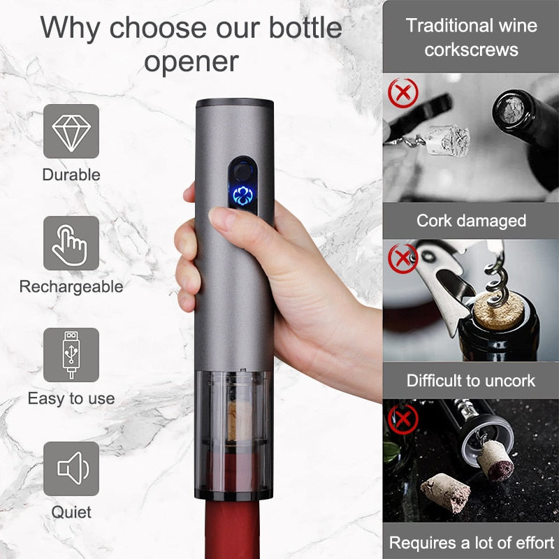 Electric  Rechargeable  Corkscrew Wine Bottle Openers with Foil Cutter.