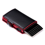 CASEKEY RFIF Leather Carbon Fiber Pop Up Credit Card Holder