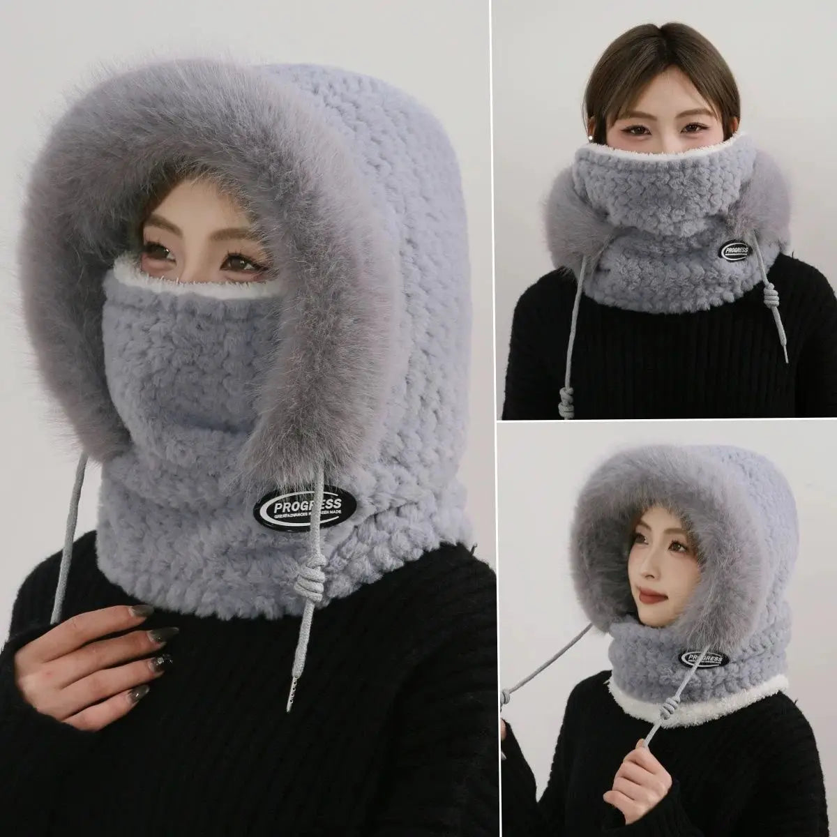 Winter Plush Warm Thick Hood with Scarf