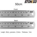 STONEGO Stainless Steel Double Sided Ruler, 6, 8, 12, 16 Or 20 Inch Metal Rulers