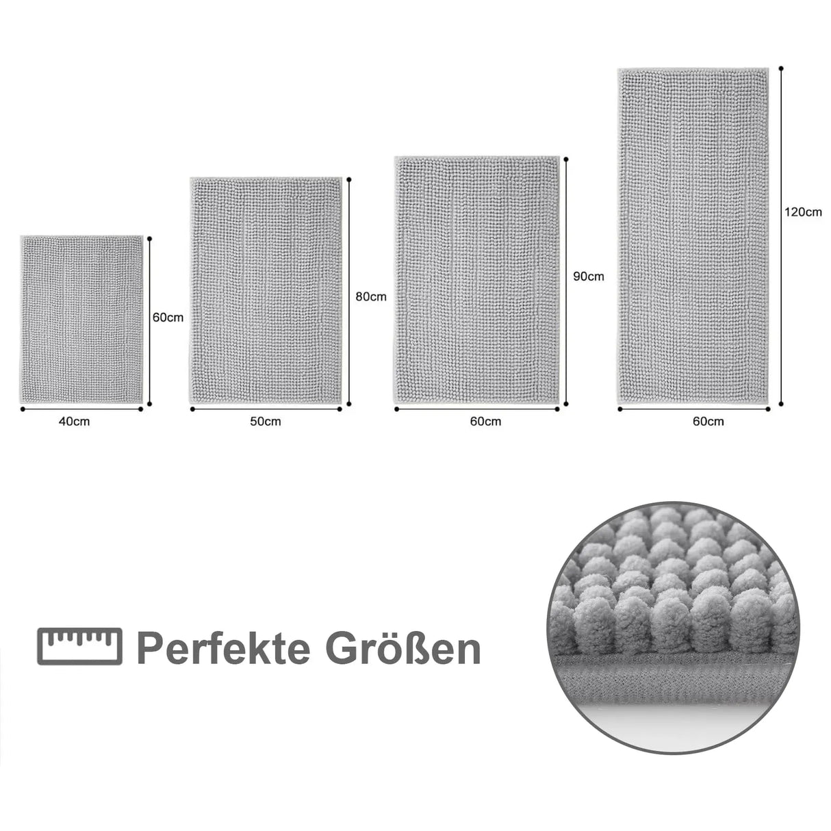 Kitinjoy Chenille Non-slip Washable Quick Drying Bath Mat