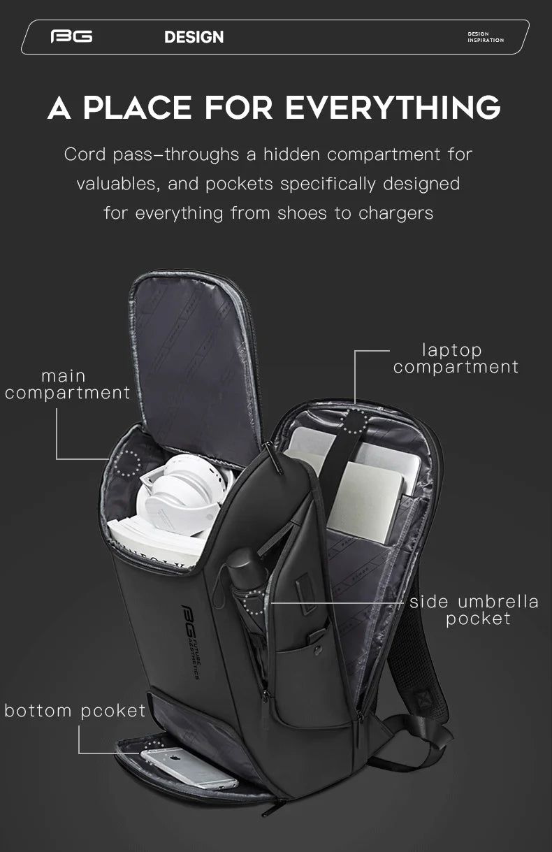 BANGE Waterproof USB Charging Backpack Fits 15.6 Inch Laptop