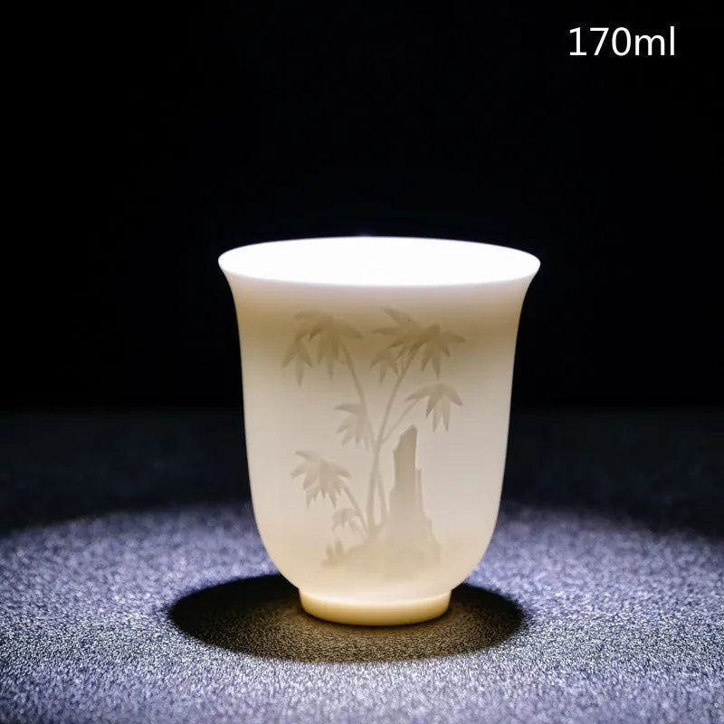 Chinese Three-dimensional White Porcelain Tea Cup