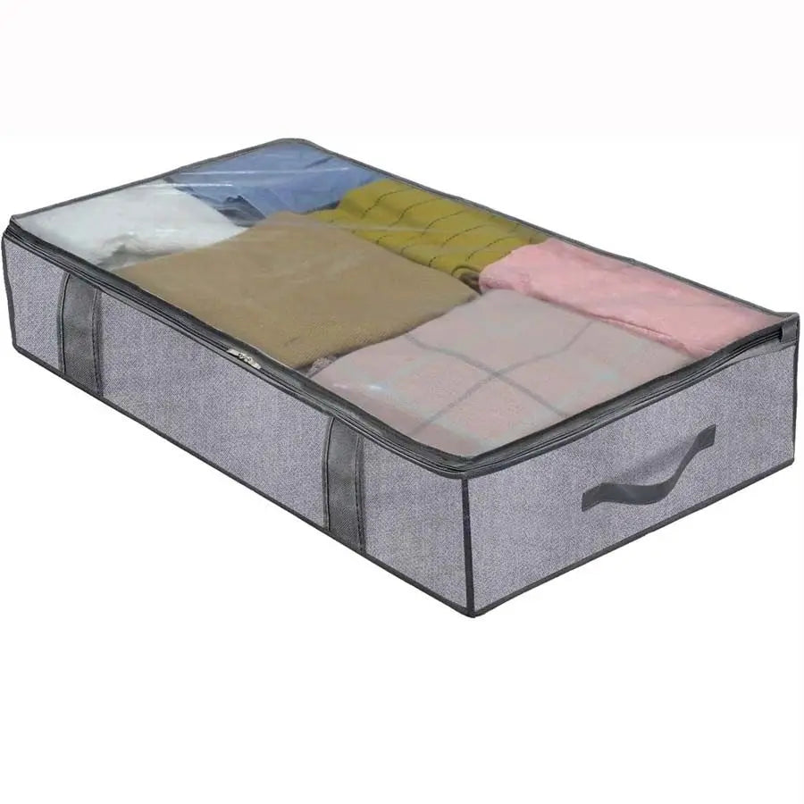 Storage Bag With Cover That Fits Under the bed With 4 Reinforced Handles