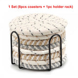 8pcs High-Temperature Resistant Woven Coaster Set With Holder