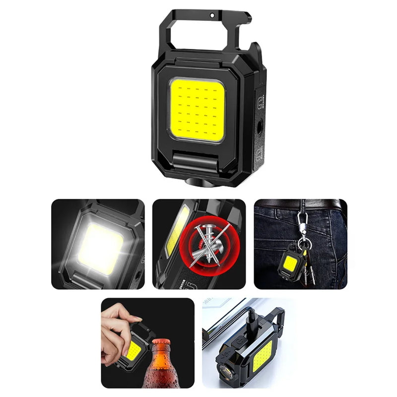 USB Rechargeable 1000LM COB LED XPE Pocket Mini Keychain Flashlight PX4 Waterproof for Outdoor Camping Or Hiking