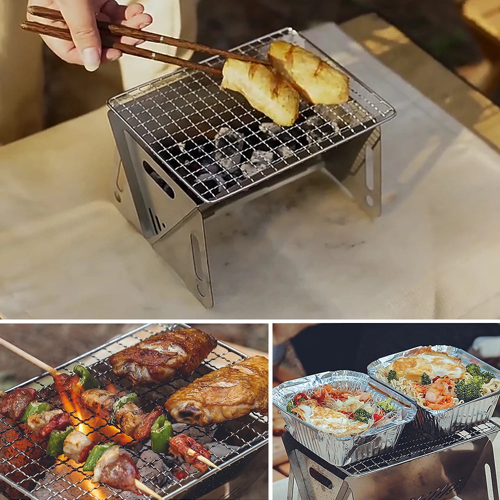 Tomshoo Portable Folding Stainless Steel Backpacking Barbeque