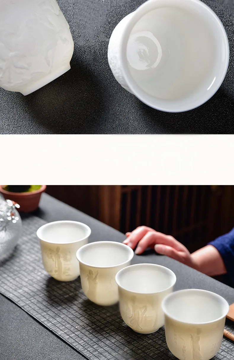 Chinese Three-dimensional White Porcelain Tea Cup