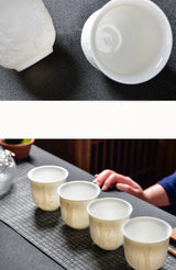 Chinese Three-dimensional White Porcelain Tea Cup