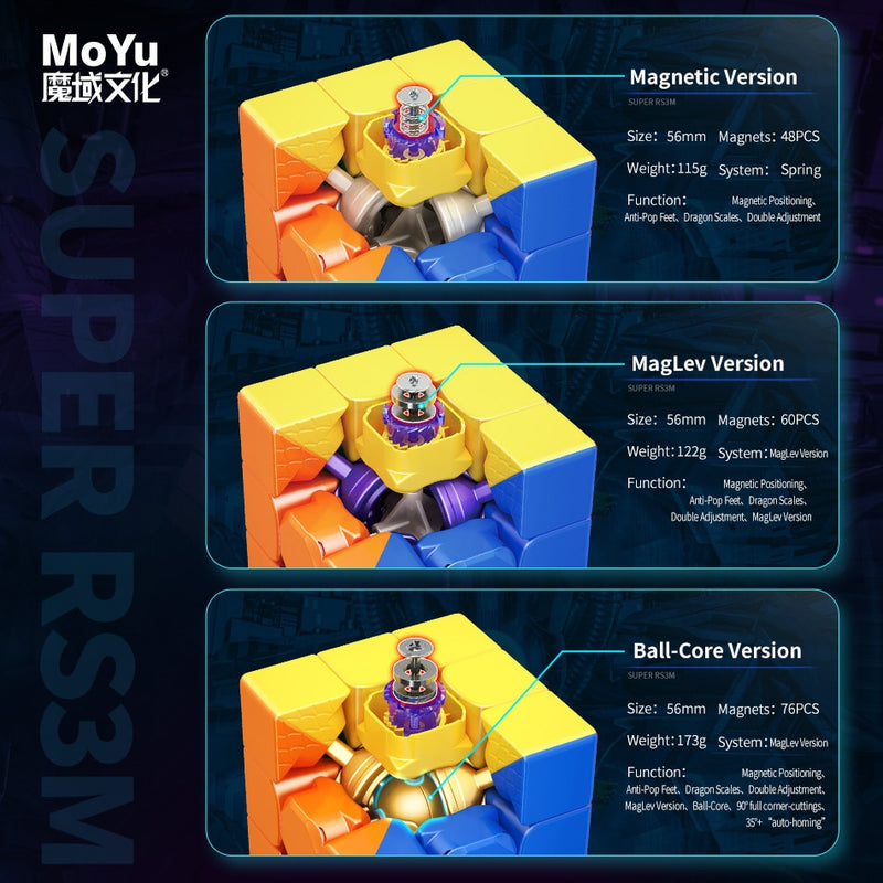 MoYu super RS3M Maglev Ball Core 3x3 Magnetic Magic Puzzle Cube.
