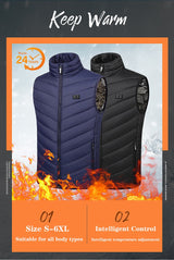 Men's and Women's USB Heated Thermal Vest. Sizes S to 6XL and Up to 17 Heating Zones.