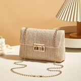 Women's Handwoven Crossbody Shoulder Bag With Lock Closure