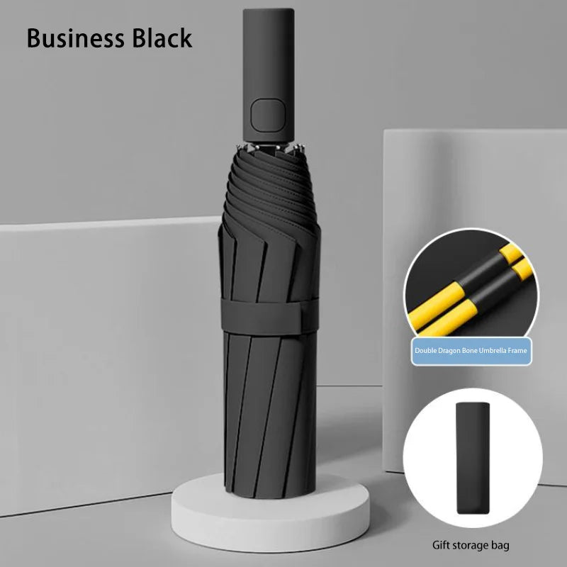 24 Bone Automatic Open Close Folding Umbrella With SPF 50 UV Sun Protection