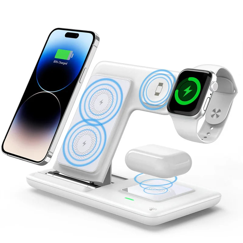 3 in 1 100W  Foldable Wireless Night Light Fast Charging Station For iPhone 16 15 14 13 12 And Apple Watch Airpods