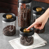 Coffee Bean Glass Storage Container With Press-Down Vacuum Seal