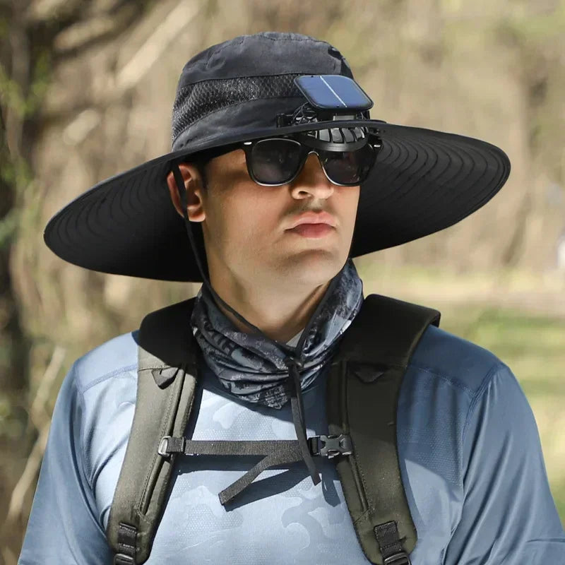 Camouflage Outdoor Sun Protective Hat with Solar Powered Fans