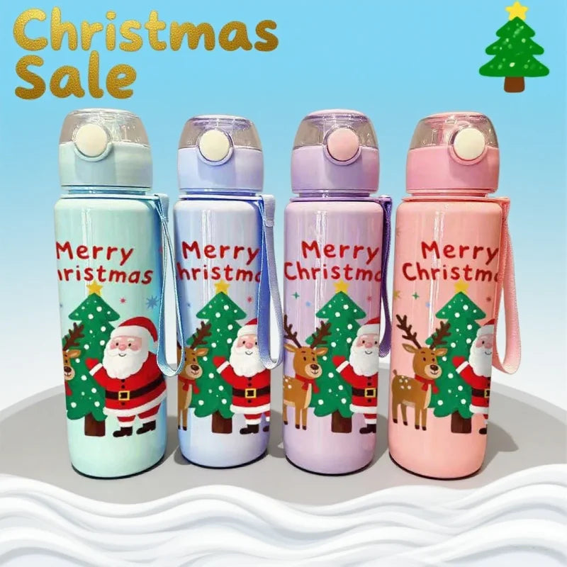 3D Printed 700ml Christmas Water Bottle With Plastic Water Cup