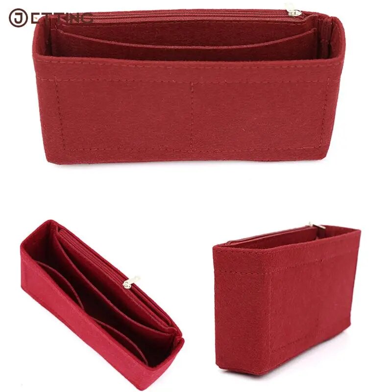 Felt Cloth Insert Organizer Bag With Zipper.