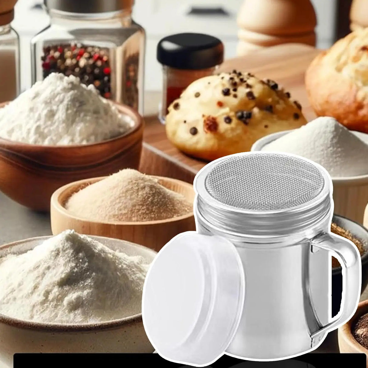 Stainless Steel Shaker With Handle For Mixed Herbs Or Salt And Pepper