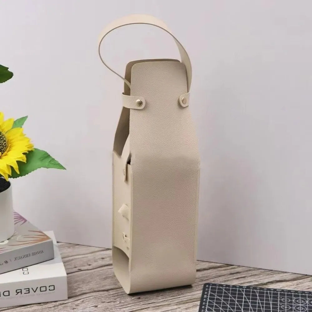 PU Leather Double Layer Reusable Wine Bag