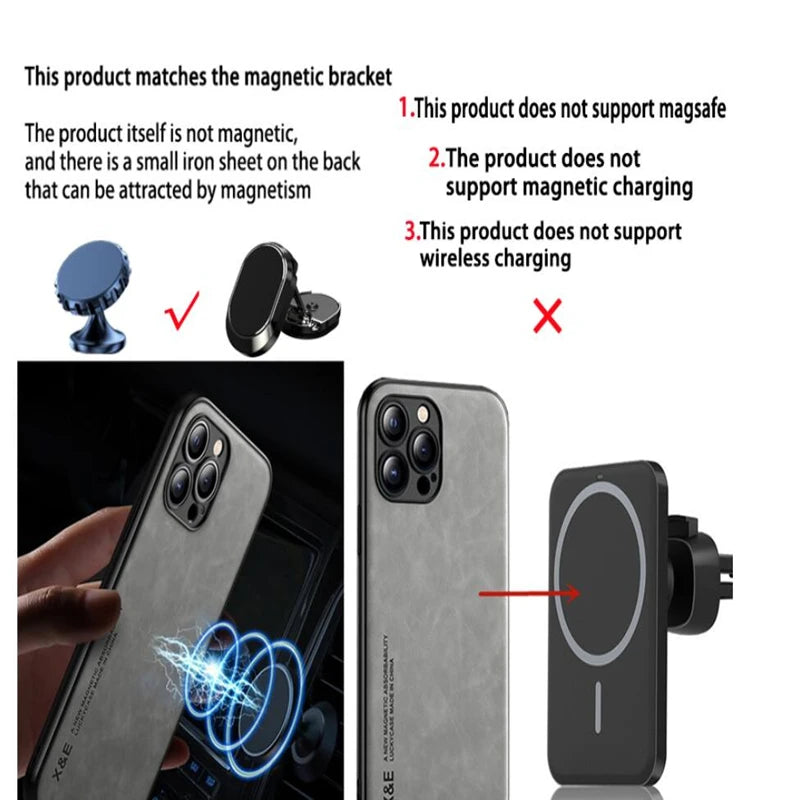 Luxury Matte Magnetic Sheepskin Leather Case For iPhone 16 15 14 13 12 11 Pro Max XR XS X 8 7 Plus