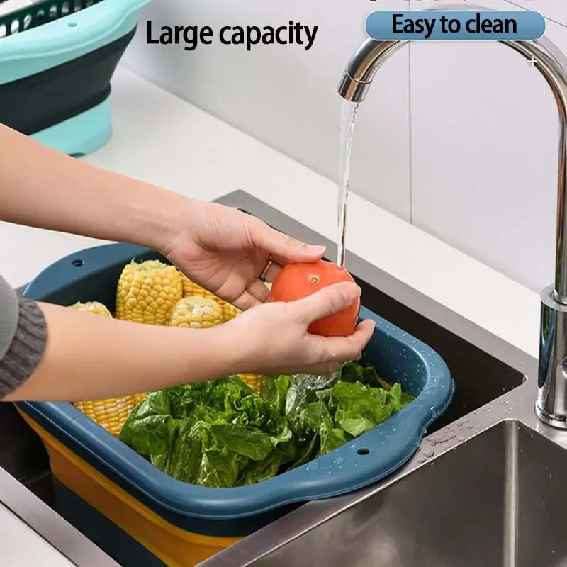 Silicone Foldable Strainer For Fruit Or Vegetables With Strainer
