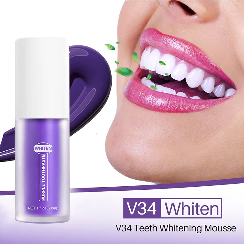 50ml Purple Whitening V34 Toothpaste For removing stains.