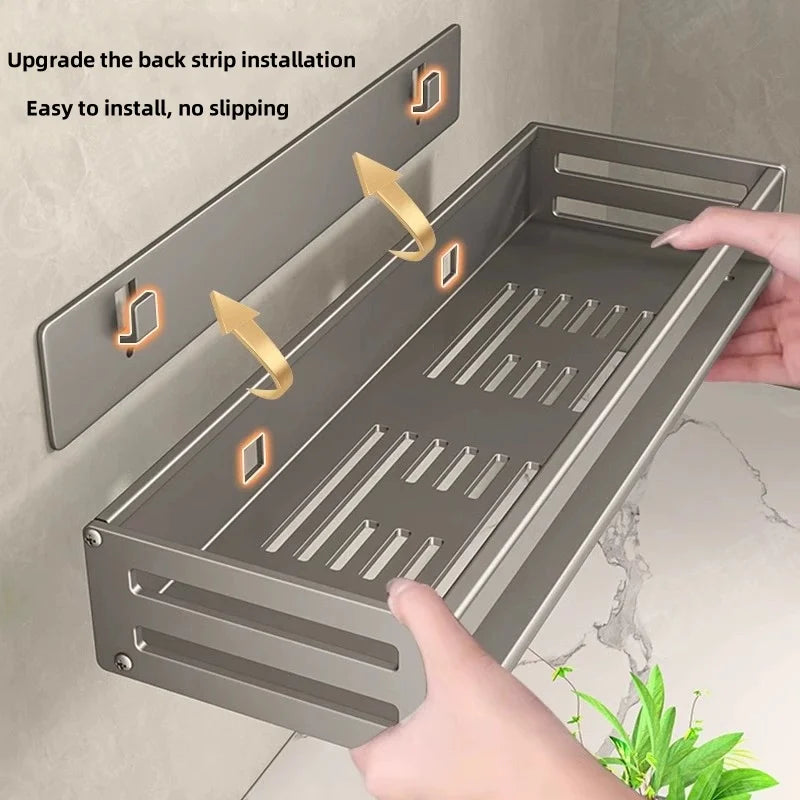 Aluminum Bathroom/Kitchen Shelf For Accessories With Towel Bar