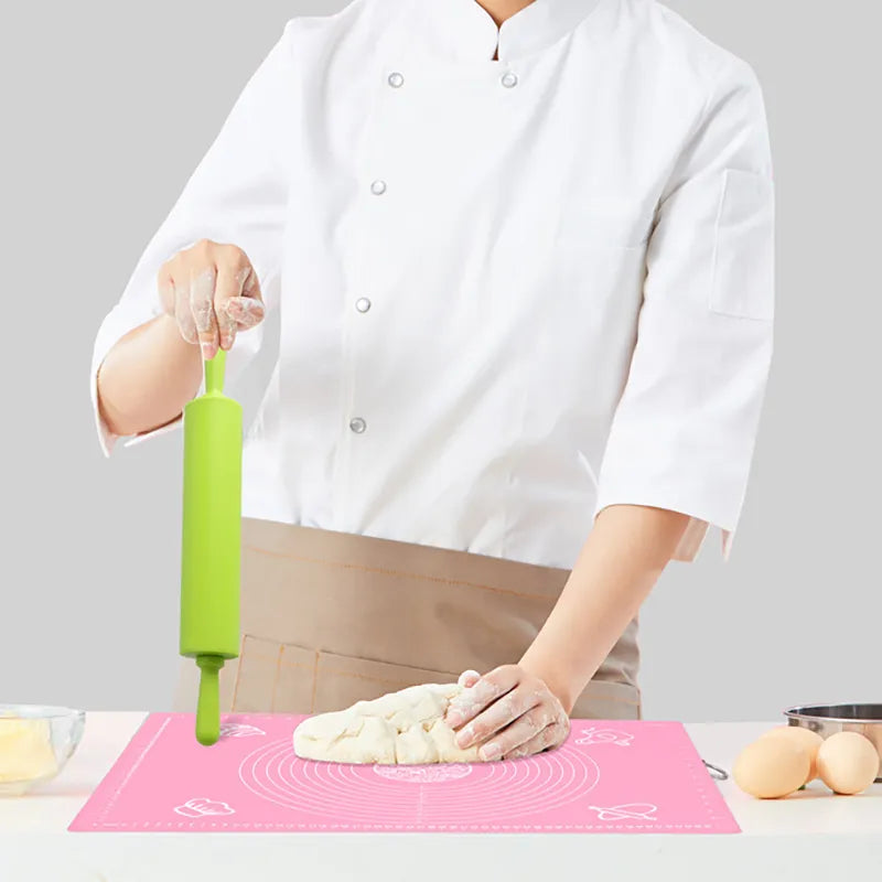 Silicone Non-Stick Rolling Pin With Plastic OR Wooden Handle. Pas