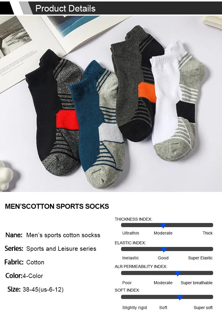 5 Pairs Cotton Breathable Sport Ankle Socks.  Size EU 38-45